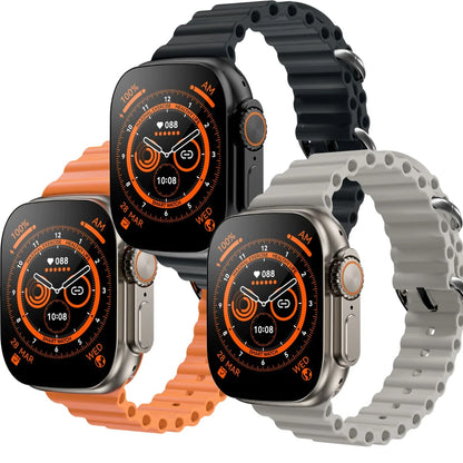 T800 Ultra Smart Watch 1.99" Series 8 HD Display - Campatible for Apple & Android -Bluetooth Call, Fitness Tracker, Voice Assistance (Orange)