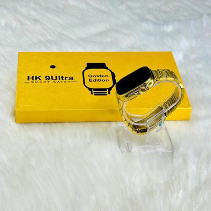 HK 9 Ultra Smart Watch Golden Edition waterproof watch with multiple straps